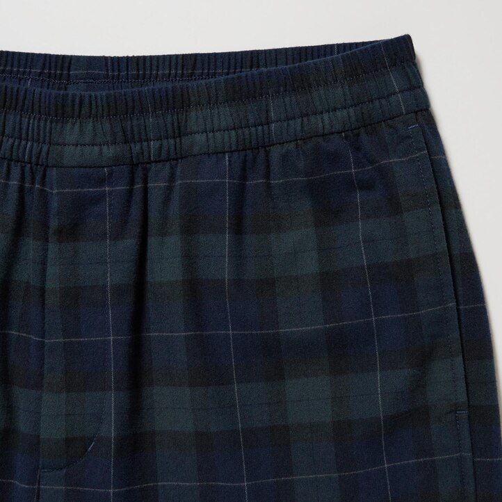 pánské kalhoty uniqlo flanel easy patterned po kotníky tmavě zelené