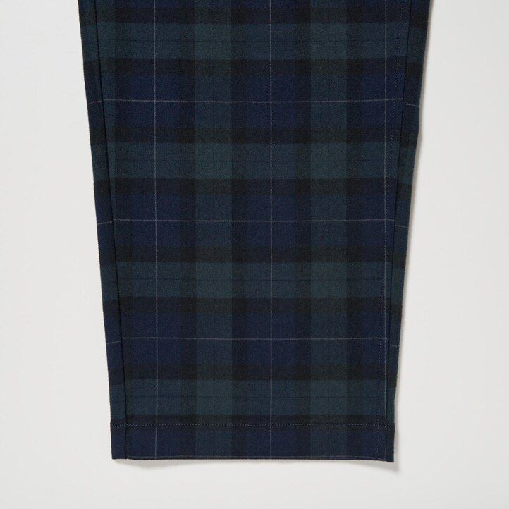 pánské kalhoty uniqlo flanel easy patterned po kotníky tmavě zelené