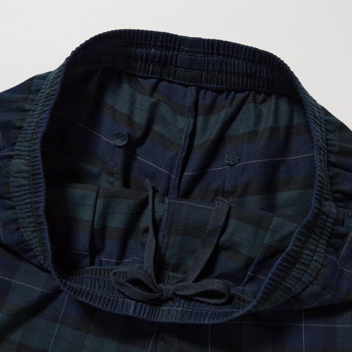 pánské kalhoty uniqlo flanel easy patterned po kotníky tmavě zelené
