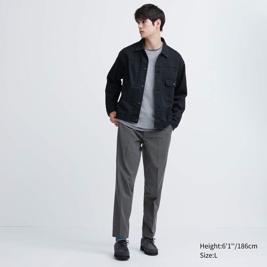 pánské šedé elegantní vlněné kalhoty uniqlo po kotníky