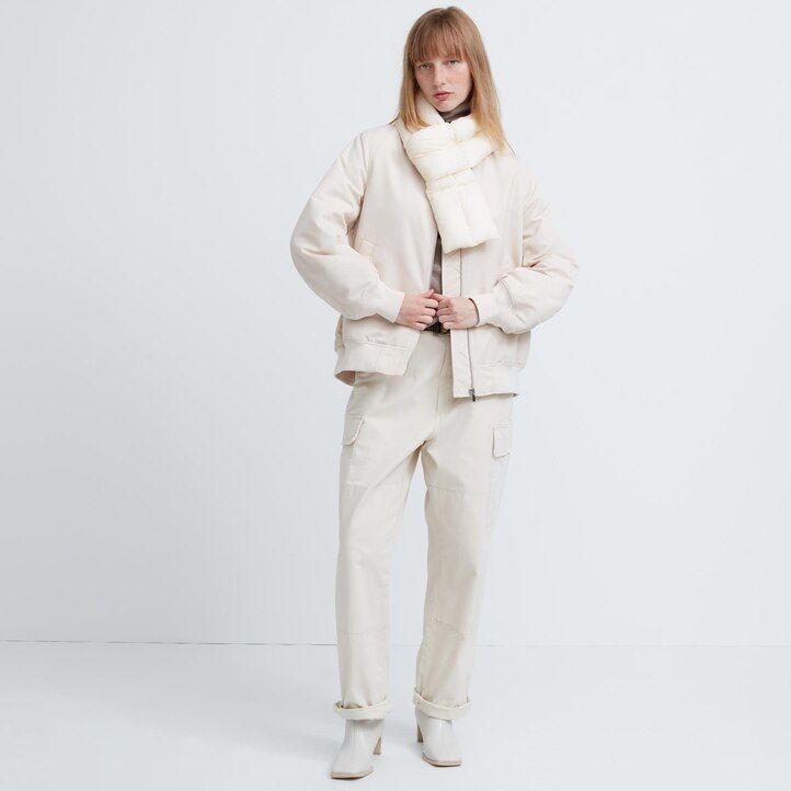 dámské šály uniqlo heattech lined padded olivově zelené