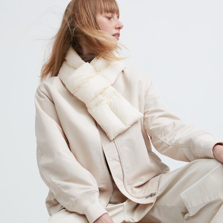 dámské šály uniqlo heattech lined padded olivově zelené