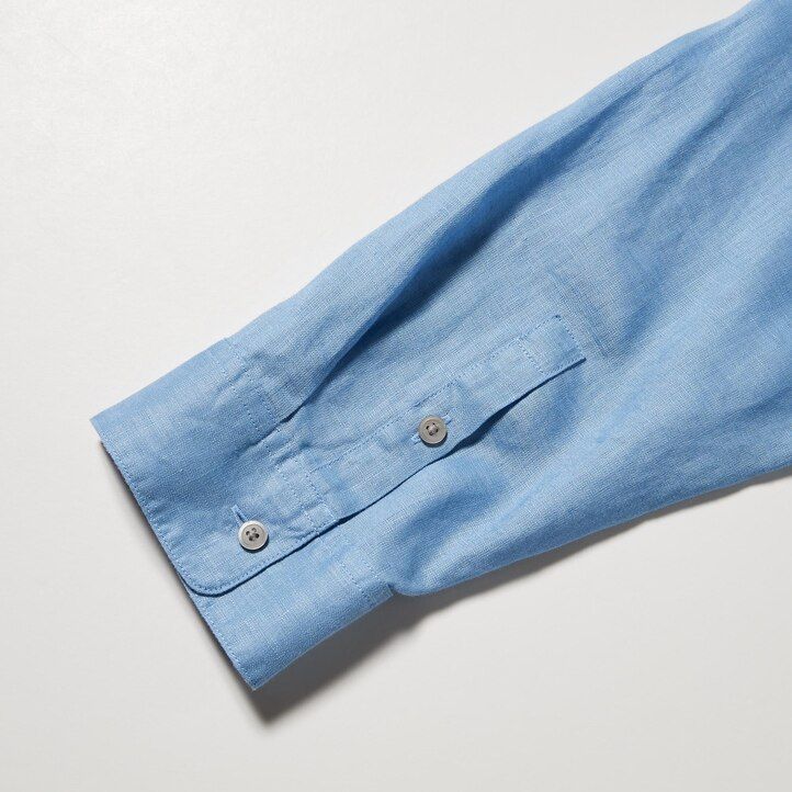 dámská halenka uniqlo 100 ks premium linen skipper collar s 34 rukávy modrá