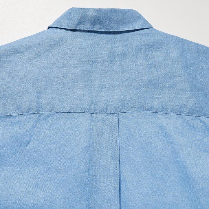 dámská halenka uniqlo 100 ks premium linen skipper collar s 34 rukávy modrá