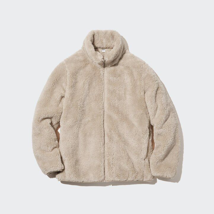 dámské nadýchané fleecové bundy na zip uniqlo fluffy fleece černé