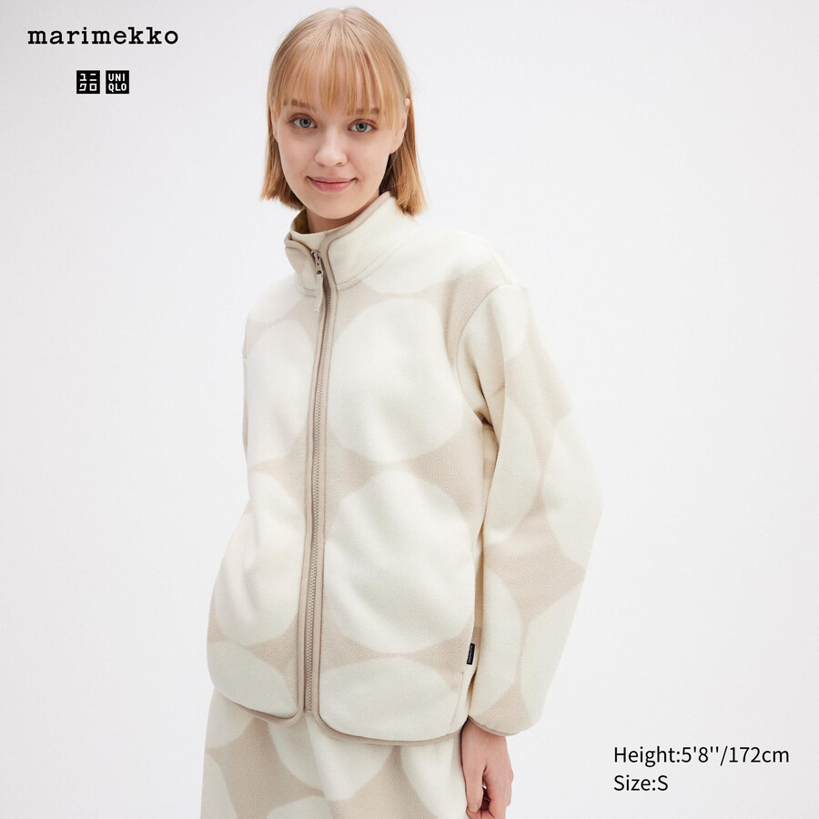 světle šedé dámské fleecové bundy uniqlo s potiskem