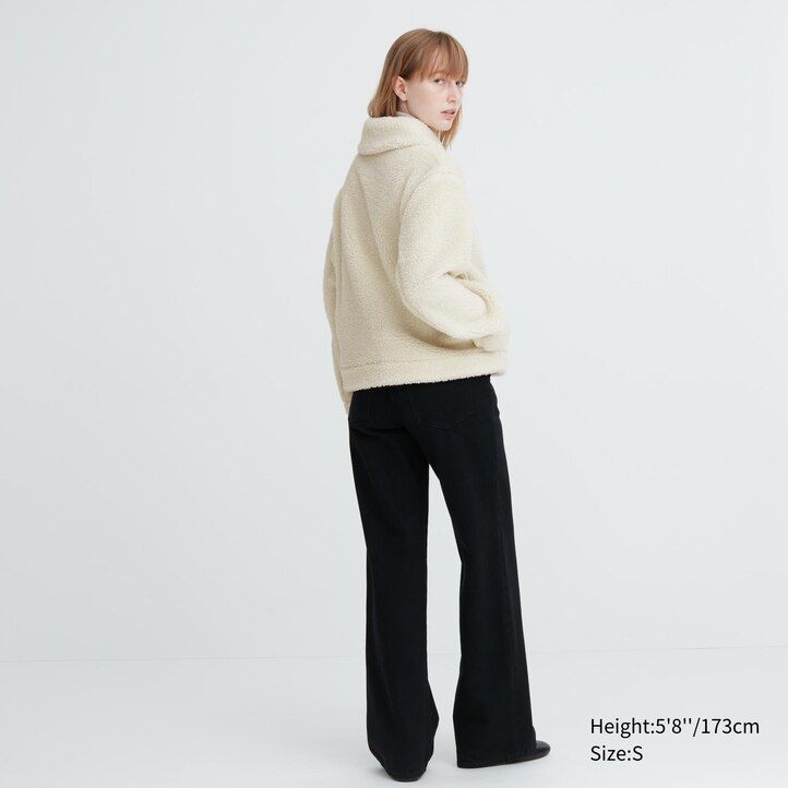 dámské fleecové bundy uniqlo s podšívkou z velurového materiálu černé