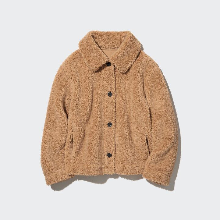 dámské fleecové bundy uniqlo s podšívkou z velurového materiálu černé