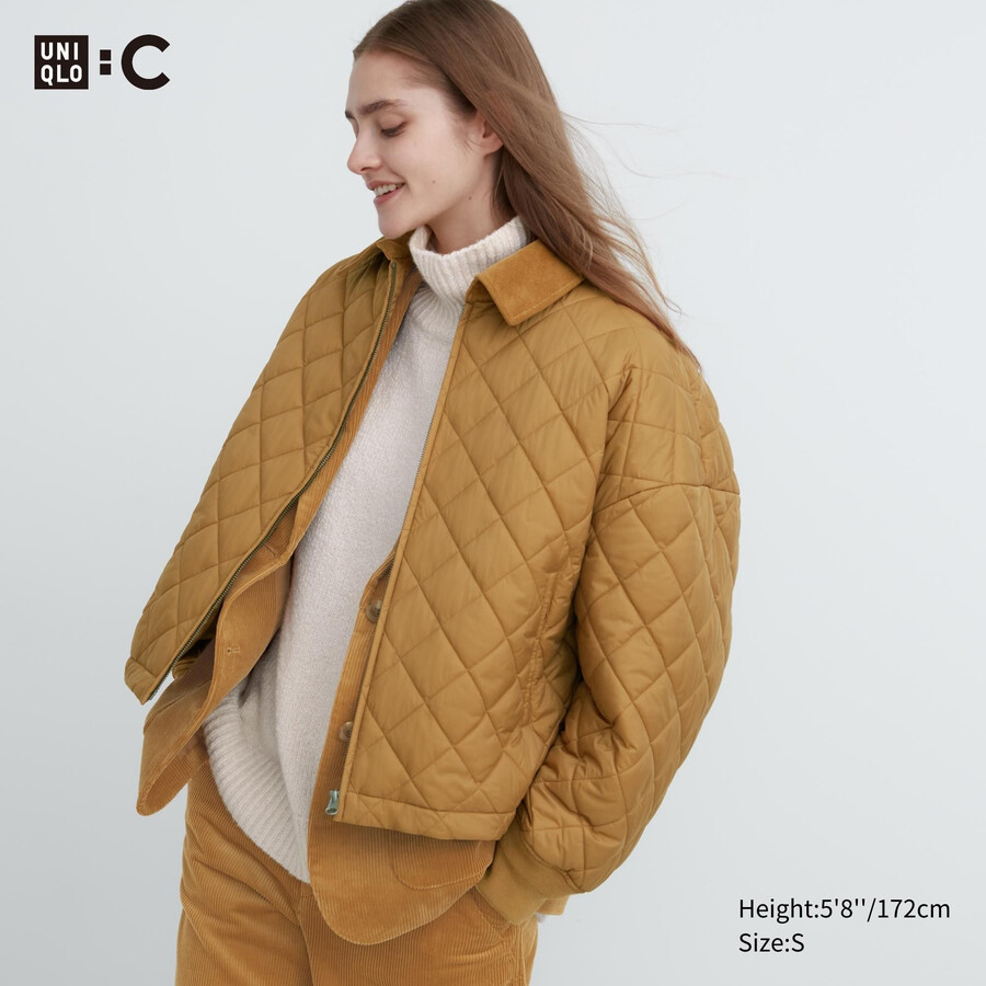 hnědé dámské teplé prošívané bundy uniqlo blouson