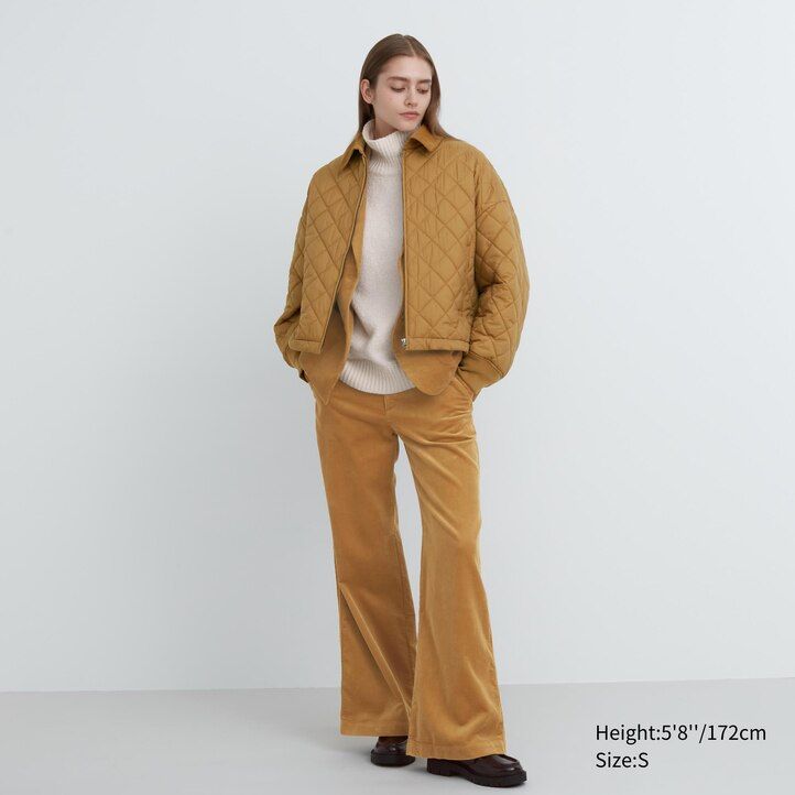hnědé dámské teplé prošívané bundy uniqlo blouson