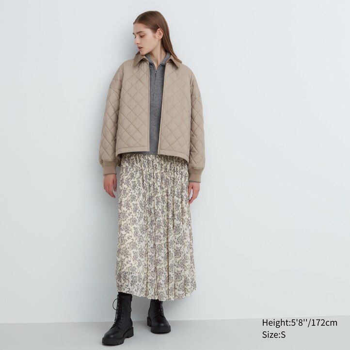 hnědé dámské teplé prošívané bundy uniqlo blouson