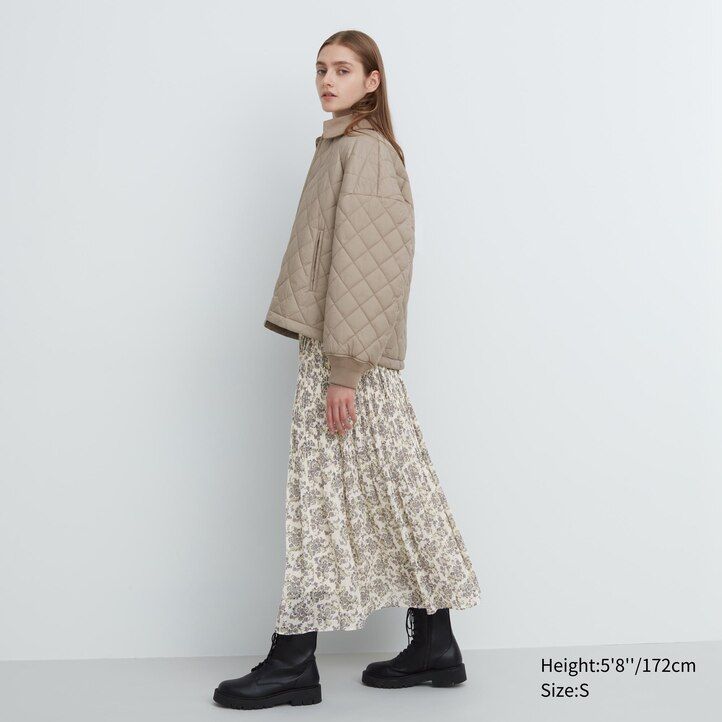 hnědé dámské teplé prošívané bundy uniqlo blouson