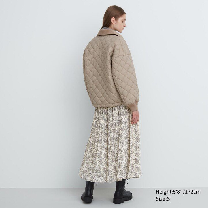 hnědé dámské teplé prošívané bundy uniqlo blouson