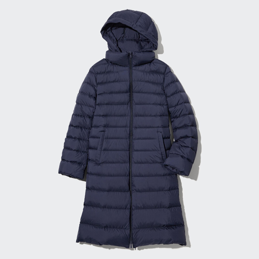 dámské ultralehké péřové bundy uniqlo v tmavě modré barvě