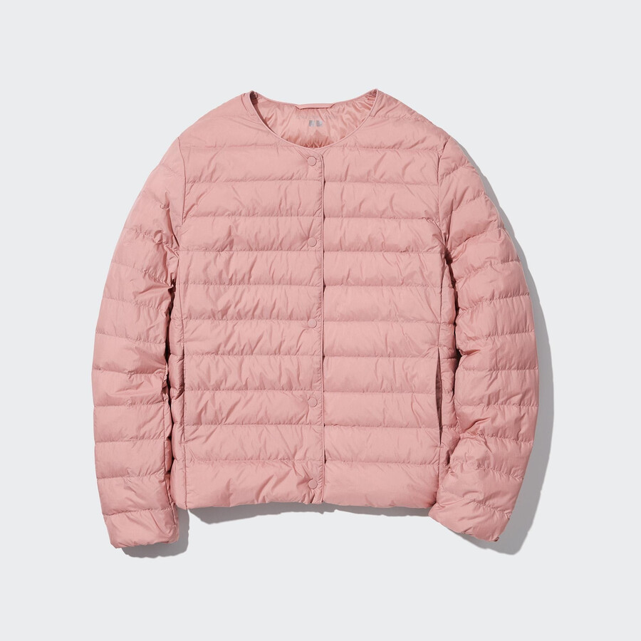 růžové ultralehké péřové kompaktní dámské bundy uniqlo