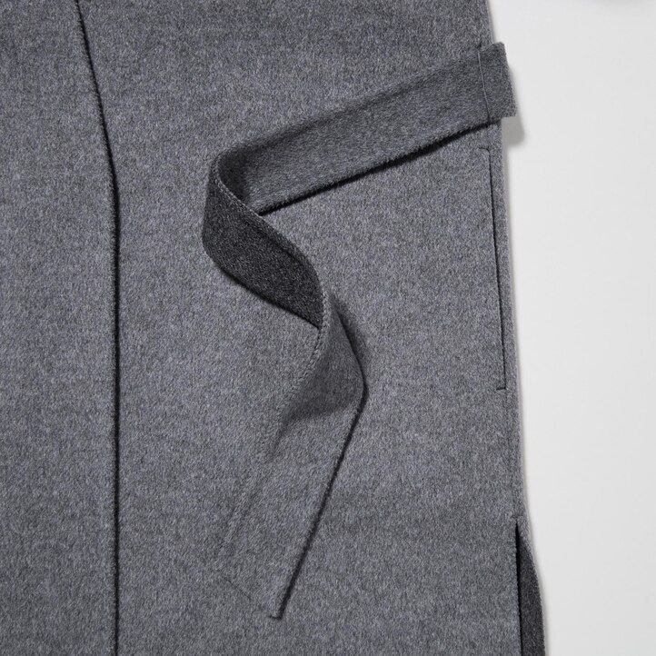 dámské tmavě modré zavinovací bundy uniqlo z vlněné směsi