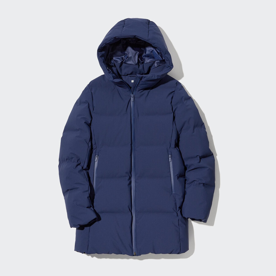 modré dámské bezešvé péřové bundy uniqlo