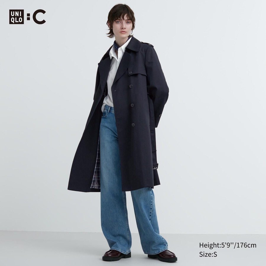 dámské tmavě modré trenčkové bundy uniqlo trench