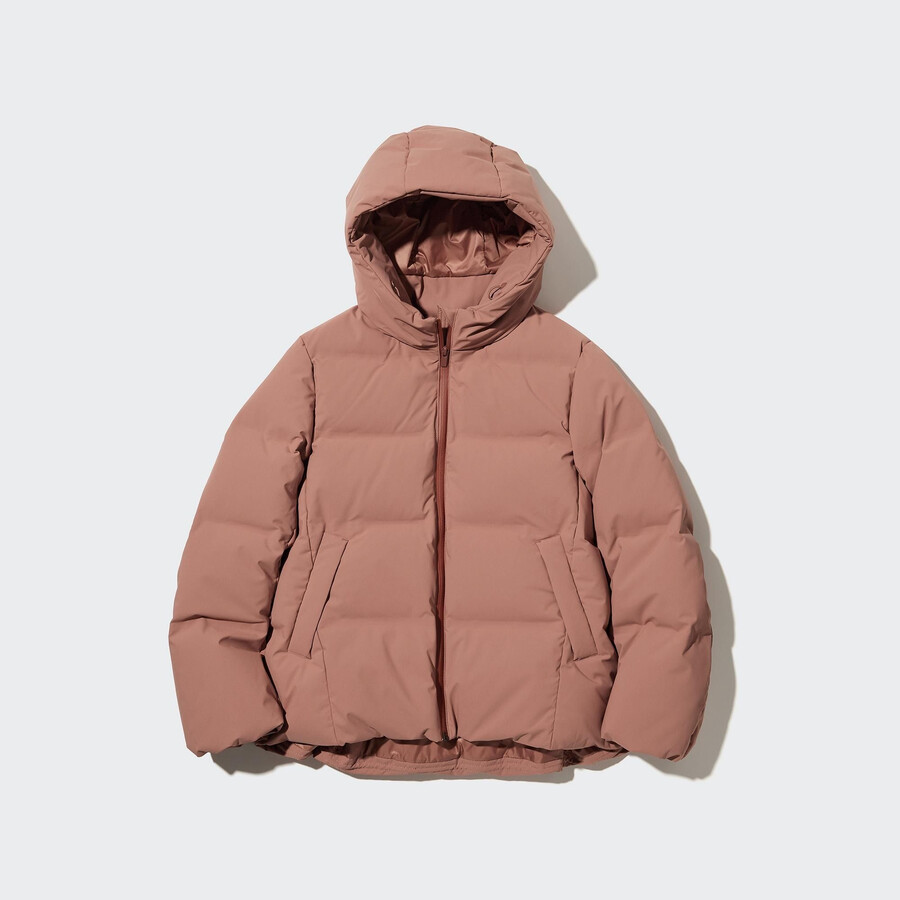 dámské bezešvé péřové bundy uniqlo oranžové