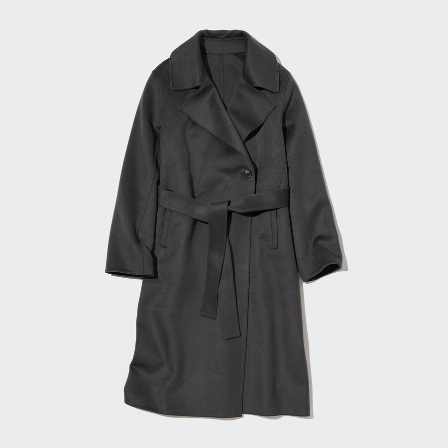 Šedé dámské oversized bundy uniqlo z vlněné směsi