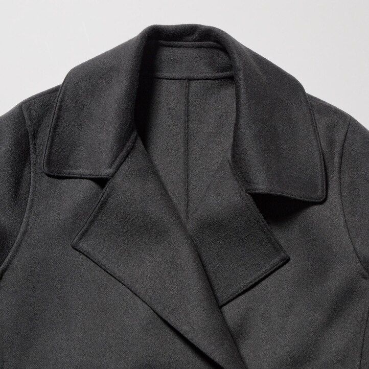 Šedé dámské oversized bundy uniqlo z vlněné směsi