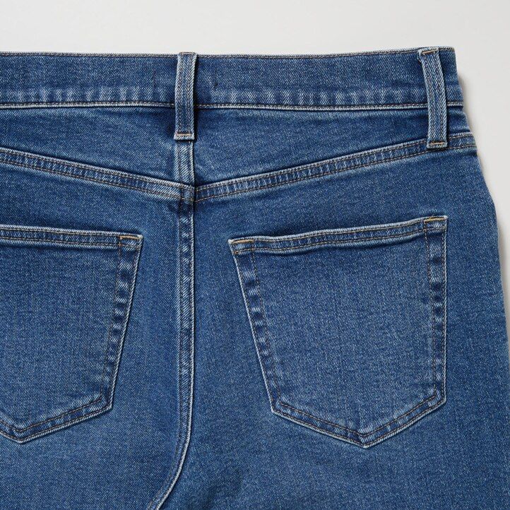 dámské modré džíny uniqlo slim fit straight leg s délkou po kotníky