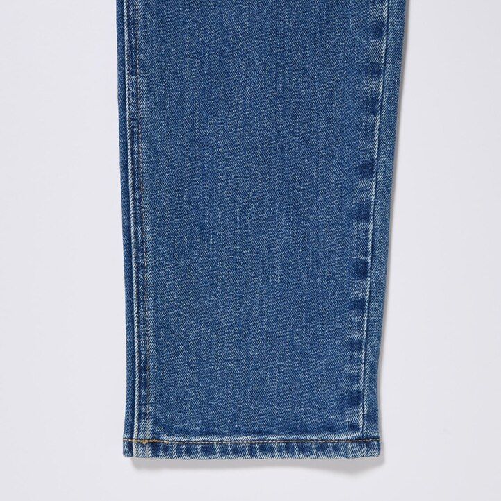 dámské modré džíny uniqlo slim fit straight leg s délkou po kotníky