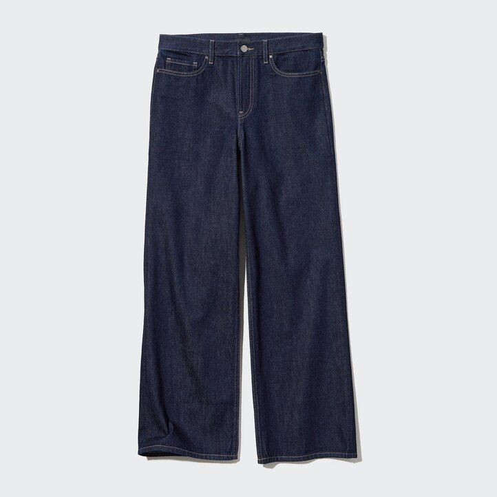 dámské džíny uniqlo low rise baggy fit modré