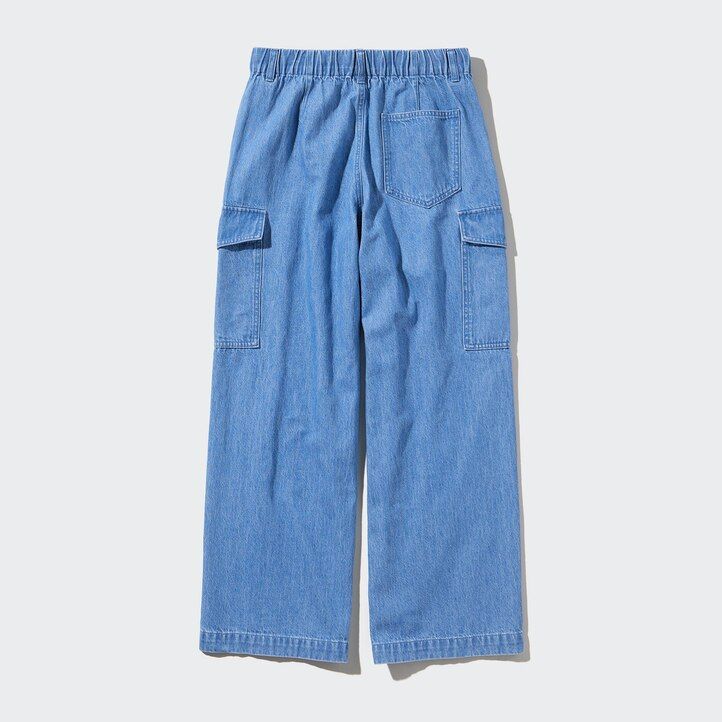 dámské džíny uniqlo denim wide straight legrgo modré