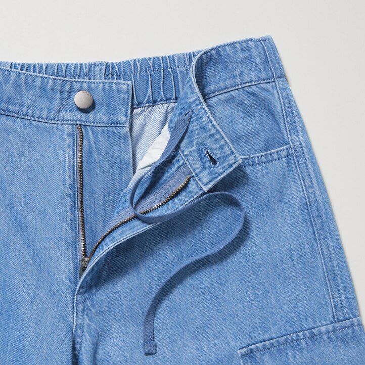 dámské džíny uniqlo denim wide straight legrgo modré