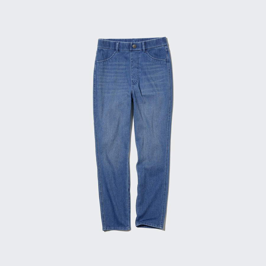 dámské modré džíny uniqlo ultra stretch s vysokým pasem a zkrácenou podrážkou