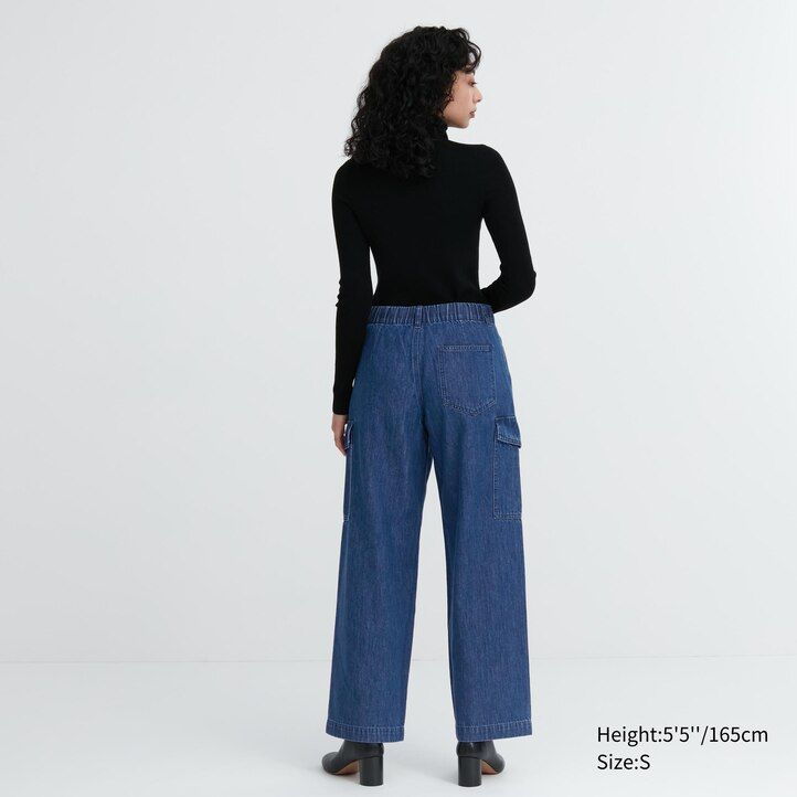 dámské džíny uniqlo denim wide legrgo modré