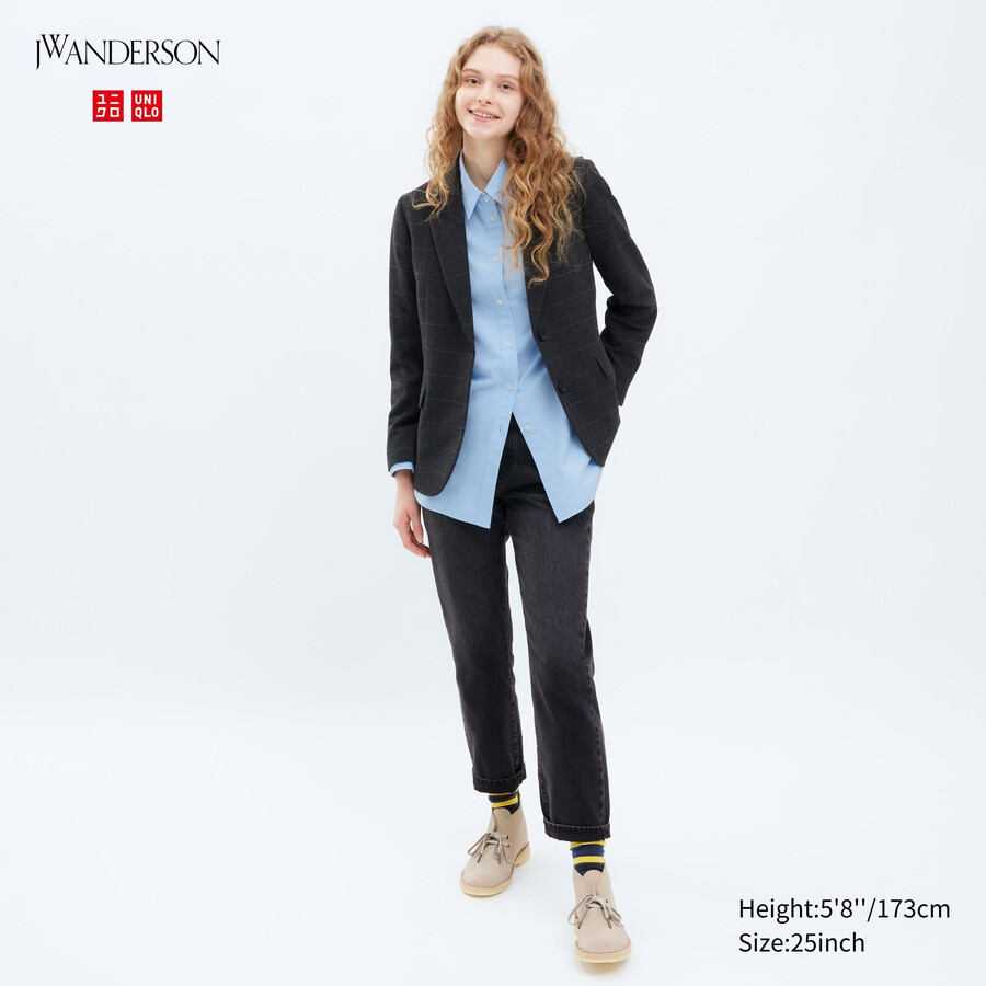 tmavě šedé dámské džíny uniqlo slim fit straight leg