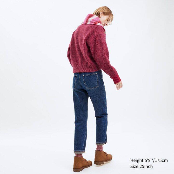 tmavě šedé dámské džíny uniqlo slim fit straight leg