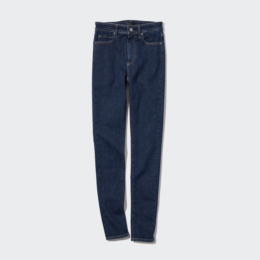 dámské džíny uniqlo ultra stretch high rise skinny fit v tmavě modré barvě