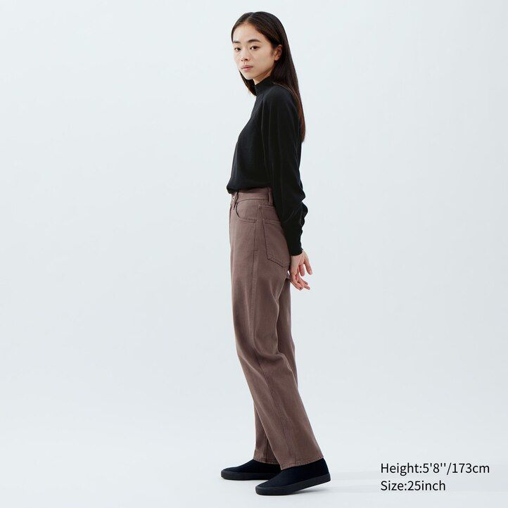 dámské džíny uniqlo curved olivové barvy