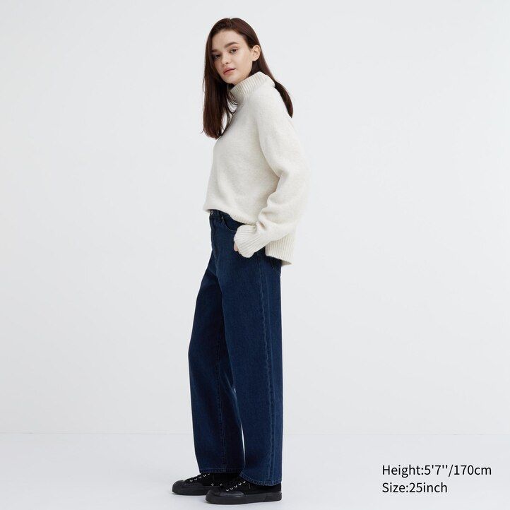 dámské džíny uniqlo wide leg tapered šedé