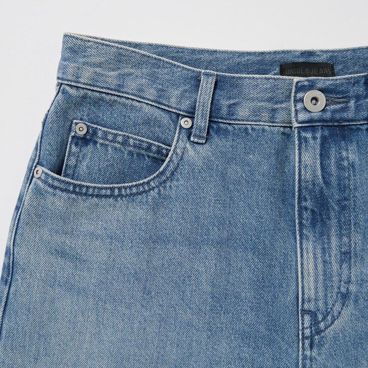 dámské džíny uniqlo wide leg tapered šedé