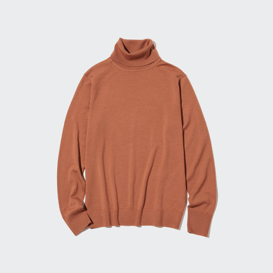 oranžové dámské svetry uniqlo 100pct extra fine merino