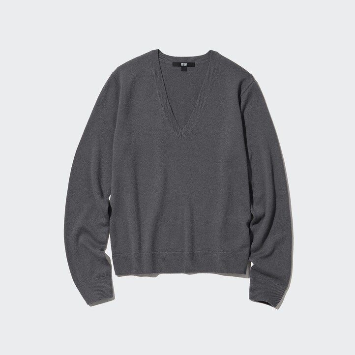 růžové dámské svetry uniqlo s výstřihem do v ze 100 shmeru