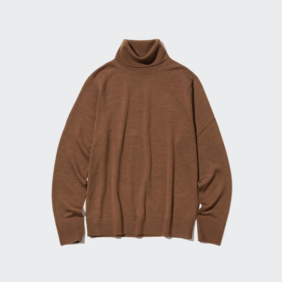 dámské svetry uniqlo 100pct extra fine merino hnědé