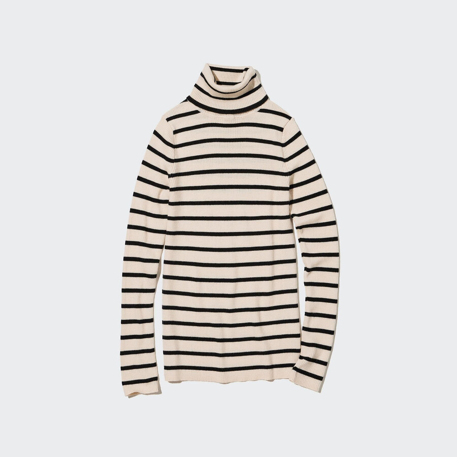 bílé dámské žebrované svetry uniqlo ze 100 extra jemné merino vlny