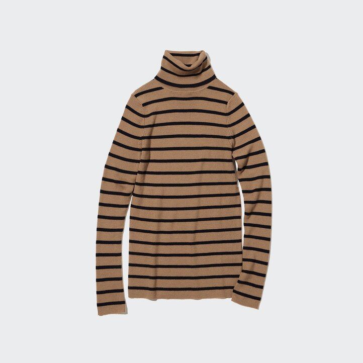 bílé dámské žebrované svetry uniqlo ze 100 extra jemné merino vlny