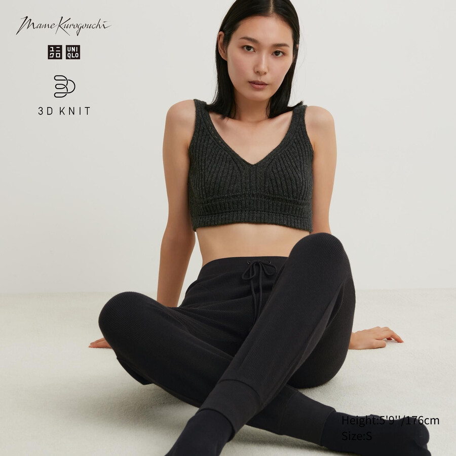 dámské bezešvé žebrované svetry uniqlo 3d knit tmavě šedé