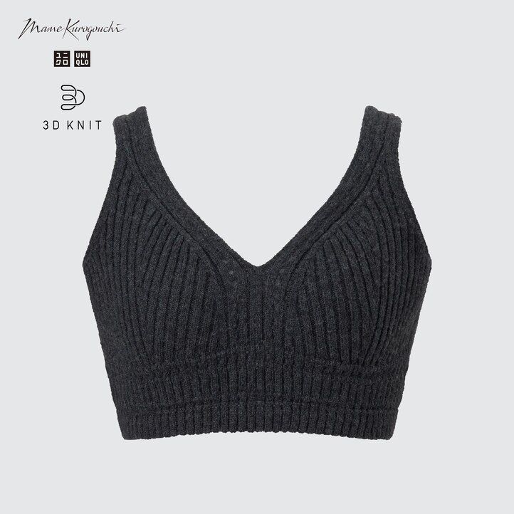 dámské bezešvé žebrované svetry uniqlo 3d knit tmavě šedé