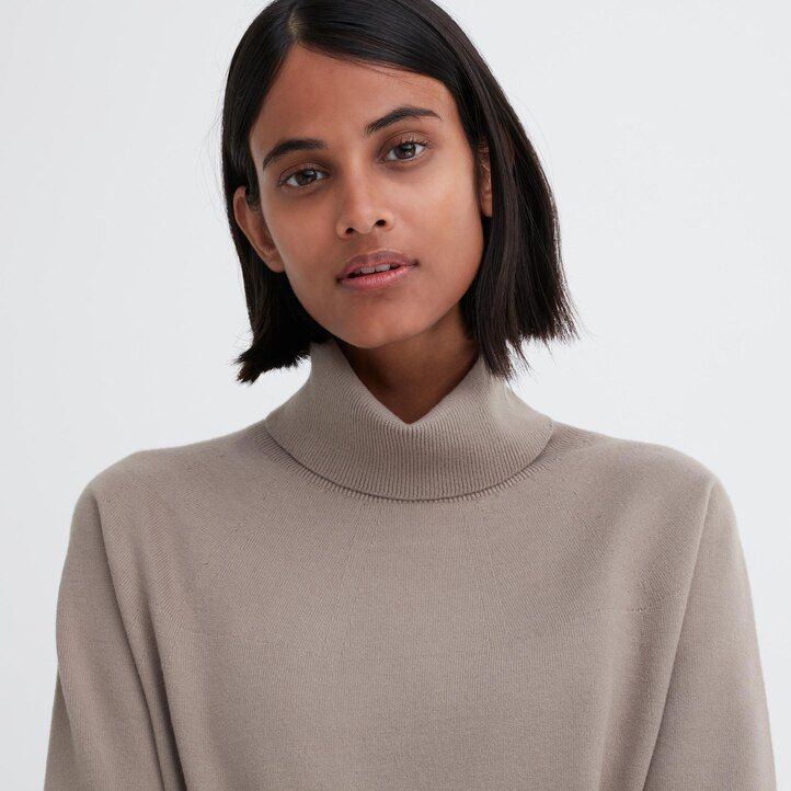 dámské svetry uniqlo 3d knit bezešvé souffle příze béžové