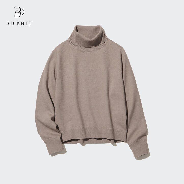 dámské svetry uniqlo 3d knit bezešvé souffle příze béžové