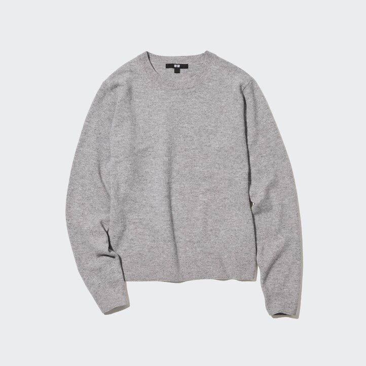 dámské svetry uniqlo 100pctshmere s kulatým výstřihem béžové barvy