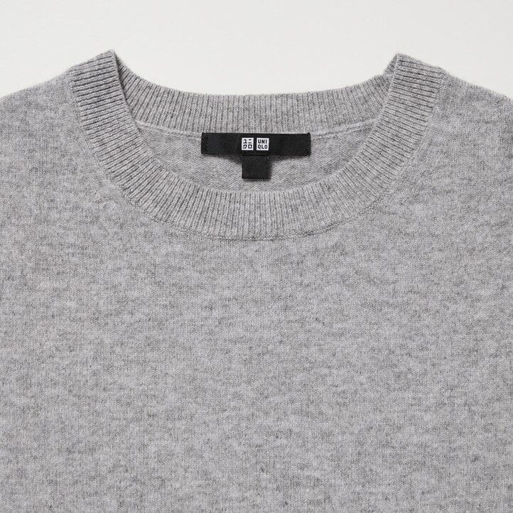 dámské svetry uniqlo 100pctshmere s kulatým výstřihem béžové barvy