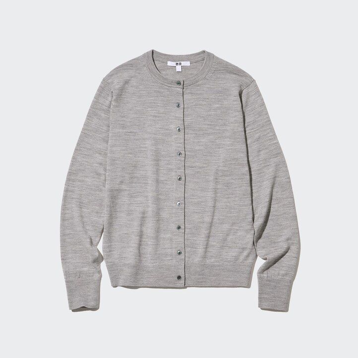 dámský svetr uniqlo 100pct extra fine merino s kulatým výstřihem červený